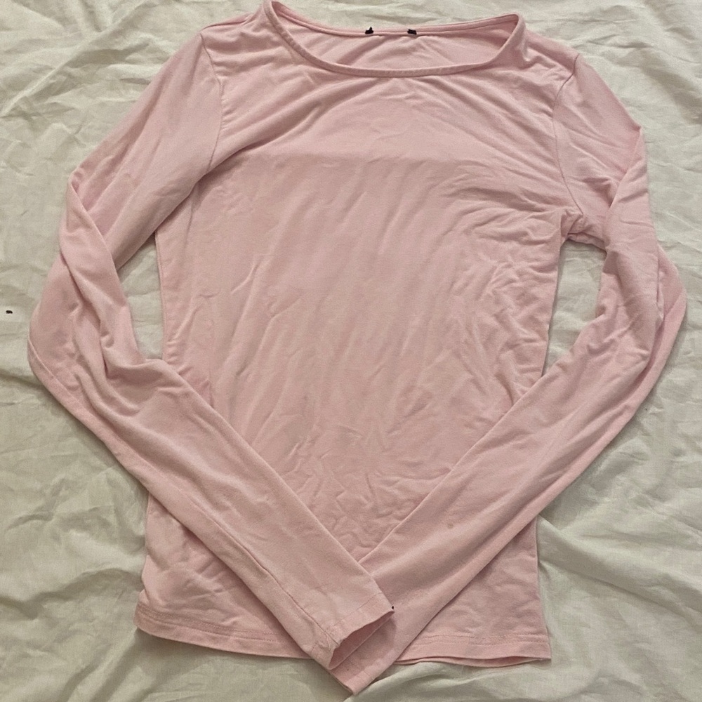 White Fox Boutique Light Pink Long Sleeve Crewneck Top